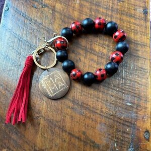 Wooden beaded MAMA KEYCHAIN